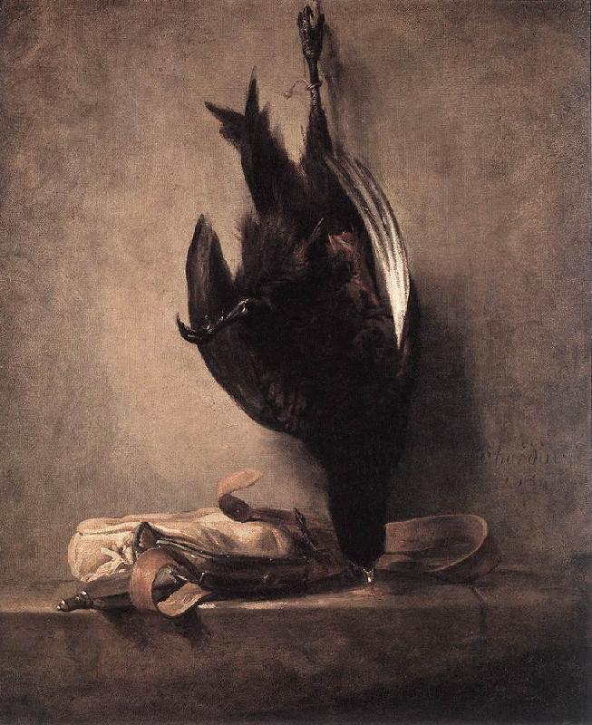 jean-Baptiste-Simeon Chardin Still-Life with Dead Pheasant and Hunting Bag France oil painting art